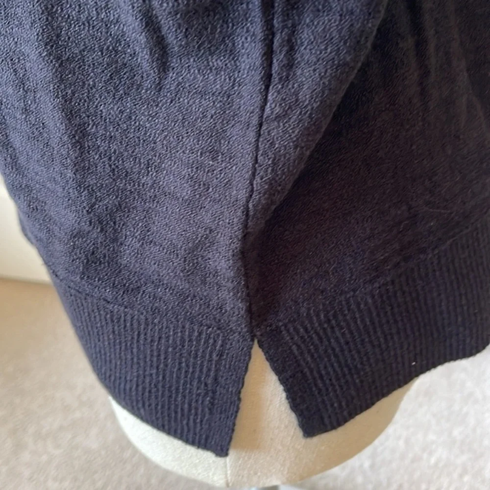 Loft V-Neck Pullover Sweater w/ Gold Buttons Size Large in Black - Picture 3 of 7